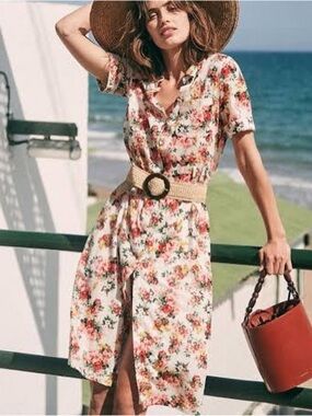 Sezane Lexia Floral Midi Dress FR 38 US 6 Parisian Cottagecore Dress